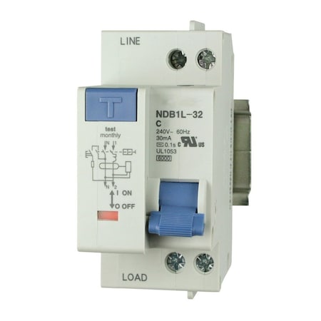 Asi Circuit Breaker, NDB1L-32C Series, 10A, 2 Pole, 240V AC, 4.5kA, C Curve NDB1L-32C-10-240V